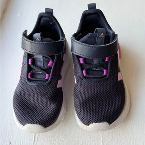 Adidas Kids Black and Pink Sneakers